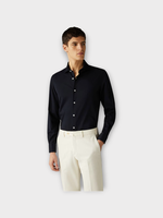 Loro Piana Loro Piana Shirt, Navy, Andrew Cotton Jersey Super Soft Fitted Cut Classic Collar Button Up Shirt in Blue
