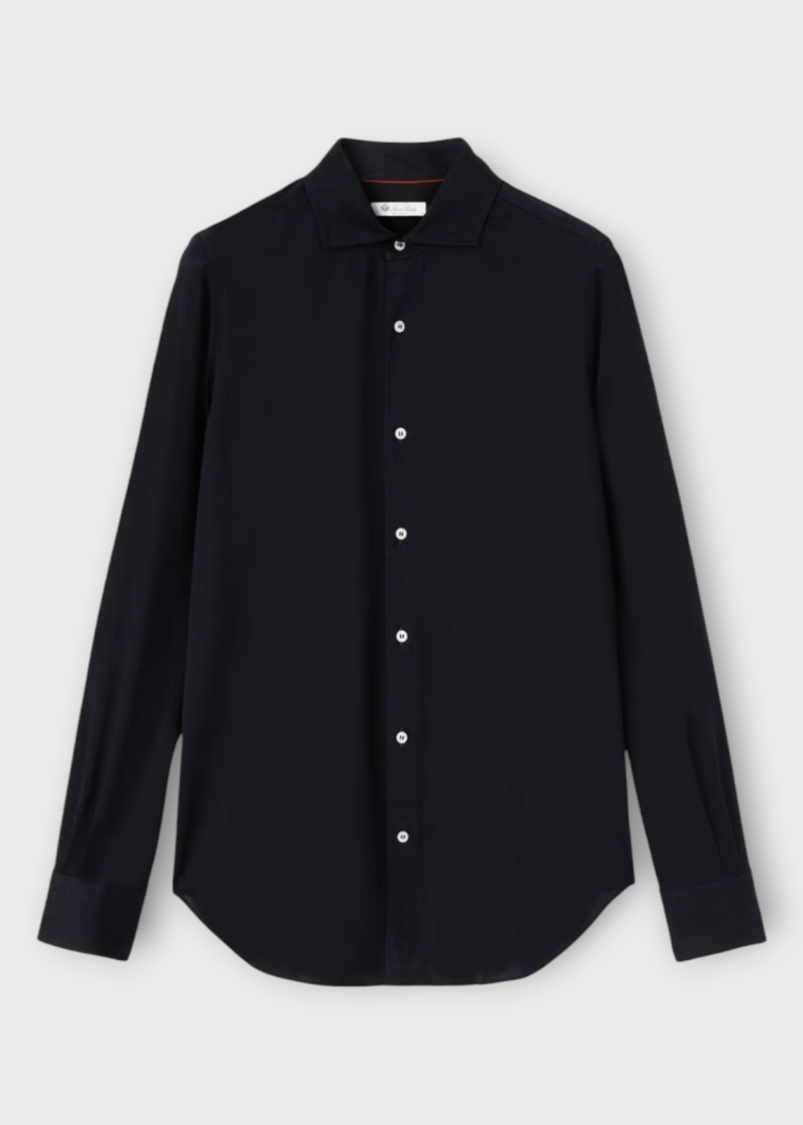 Loro Piana Loro Piana Shirt, Navy, Andrew Cotton Jersey Super Soft Fitted Cut Classic Collar Button Up Shirt in Blue