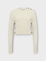 J.W. Anderson J.W. Anderson Knitwear, White, Lambswool Ribbed Cropped Button Trim Jumper In Ivory