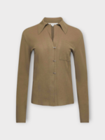 J.W. Anderson J.W. Anderson Shirt, Green, Wool Stretch Crepe Collared Hook And Bar Shirt In Khaki
