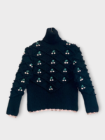 Michaela Buerger Michaela Buerger Knitwear, Black, Peppi Merino Wool Turtle Neck Knitwear w/ Cherry Embroidery