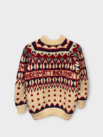 Michaela Buerger Michaela Buerger Knitwear, Multi, Wool Crew Neck Knitted Andermatt Ski Jumper In Blue, Cream & Red x Tasoni