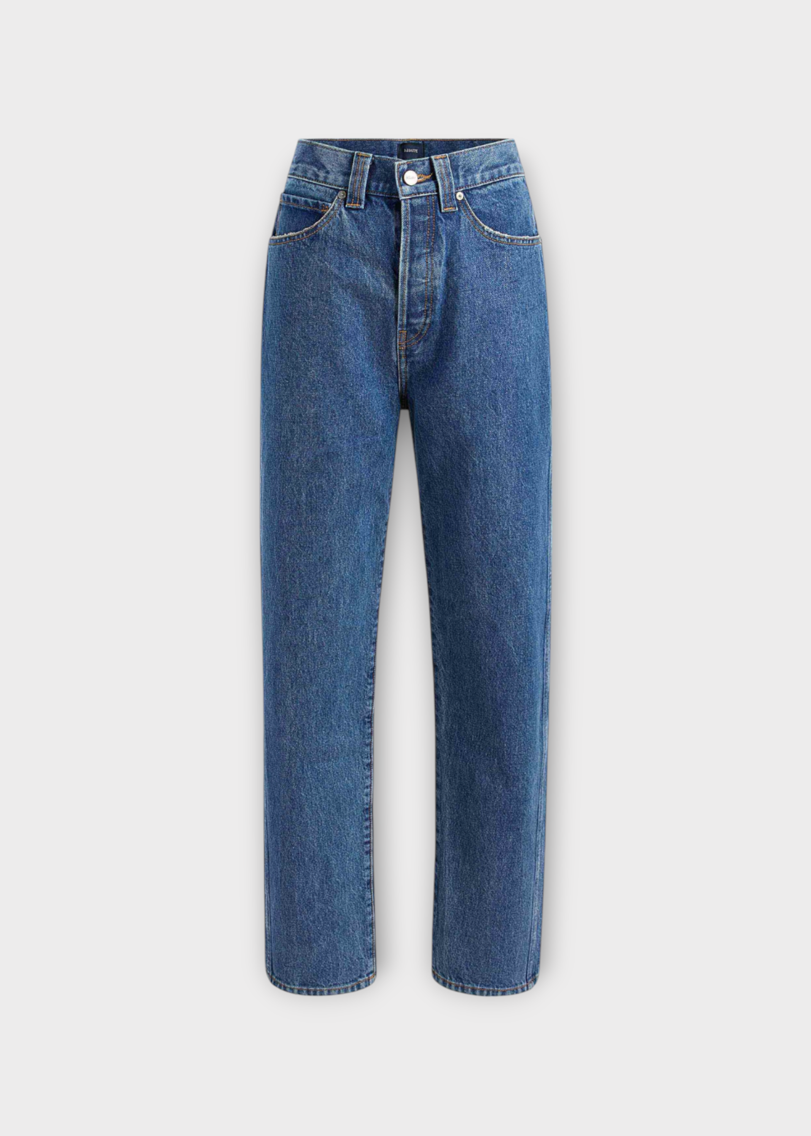 Khaite Khaite Jeans, Blue, Corben Rigid Cotton High Waisted Straight Leg Denim Pants In Boone