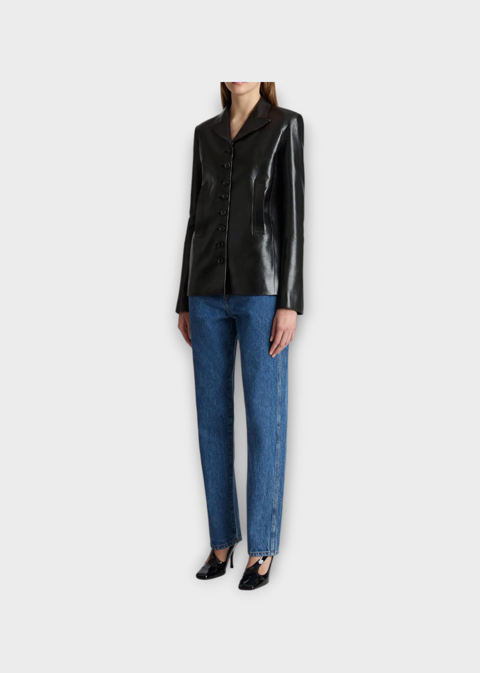 Khaite Khaite Jeans, Blue, Corben Rigid Cotton High Waisted Straight Leg Denim Pants In Boone