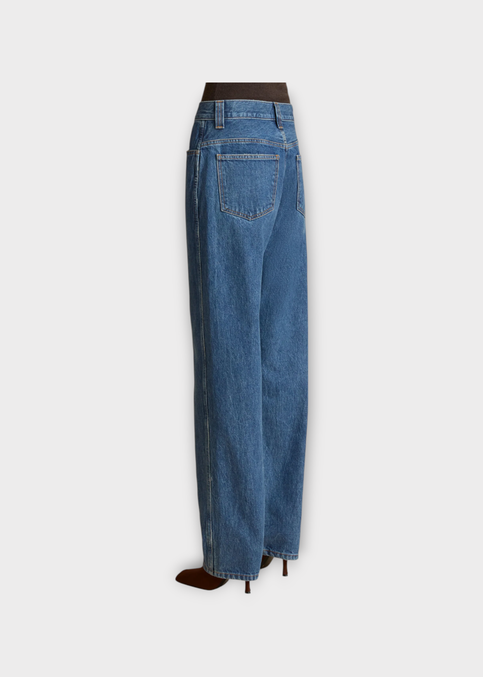 Khaite Khaite Jeans, Blue, Corben Rigid Cotton High Waisted Straight Leg Denim Pants In Boone