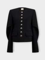 Khaite Khaite Jacket, Black, Darlman Wool Buttoned Tailored Jacket In Black w/ Sculpted Sleeves & Pockets