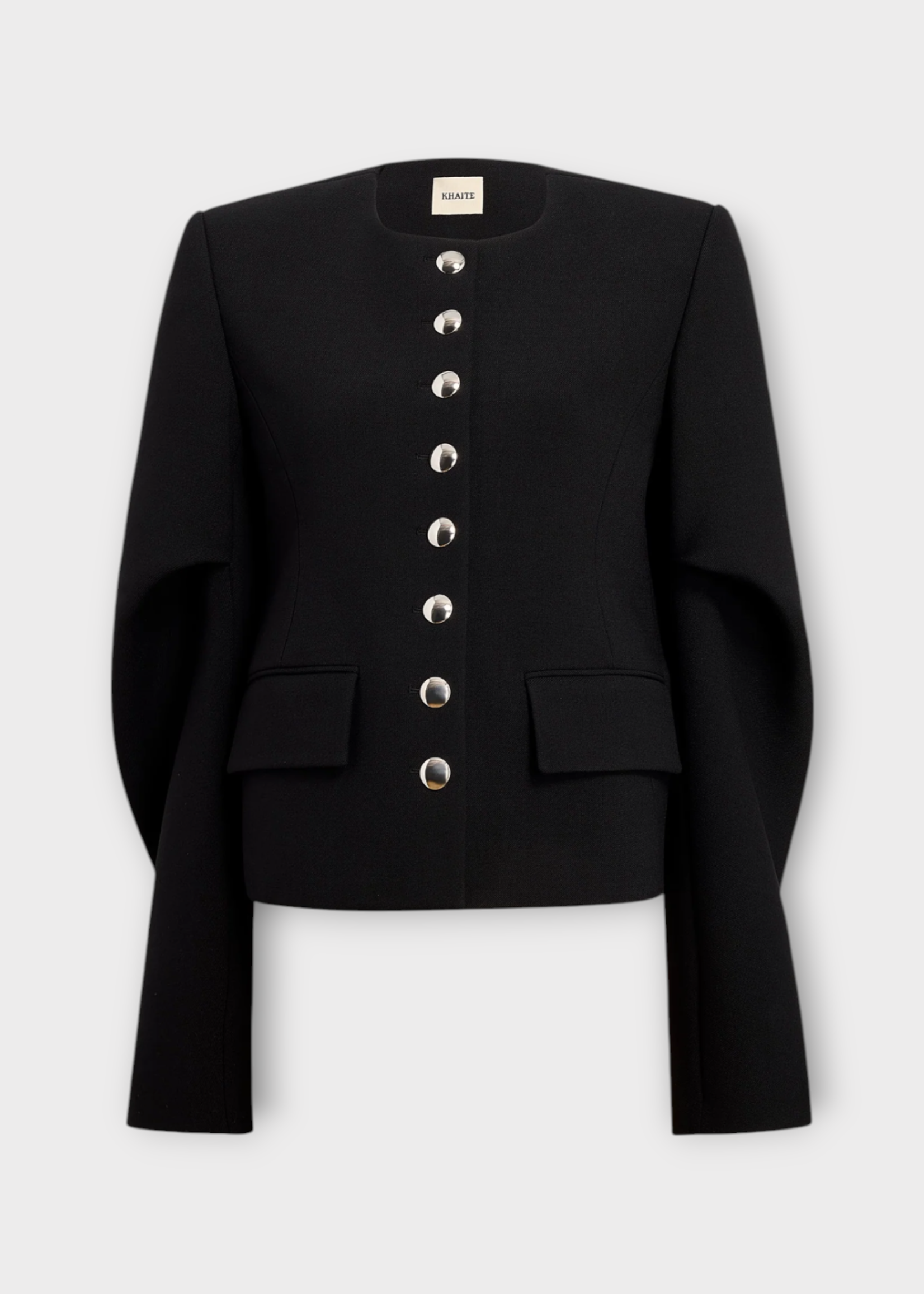 Khaite Khaite Jacket, Black, Darlman Wool Buttoned Tailored Jacket In Black w/ Sculpted Sleeves & Pockets