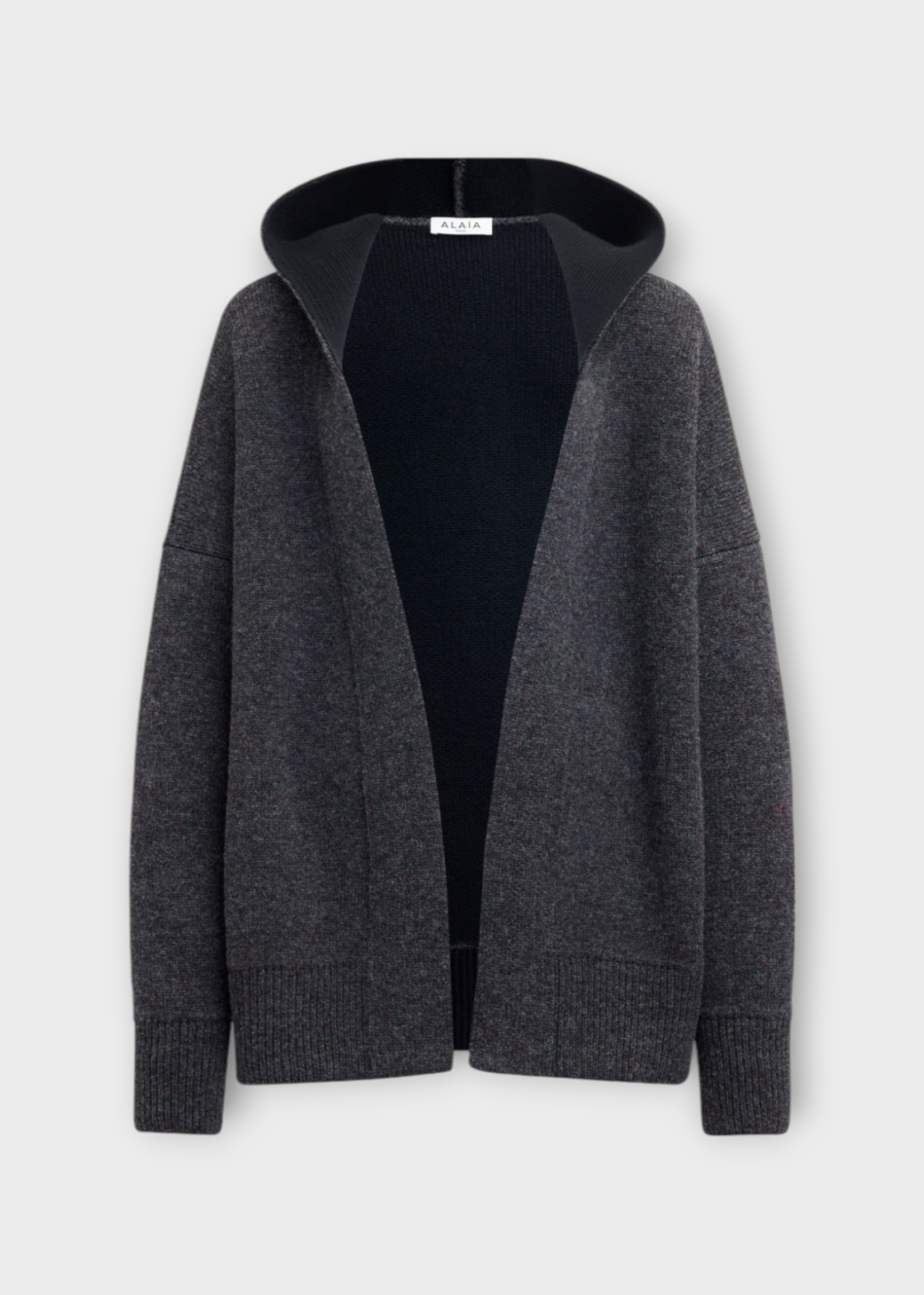 Alaia Alaia Knitwear, Grey, Merino Wool Loose Fit Hooded Cardigan Knitwear In Gris Melange