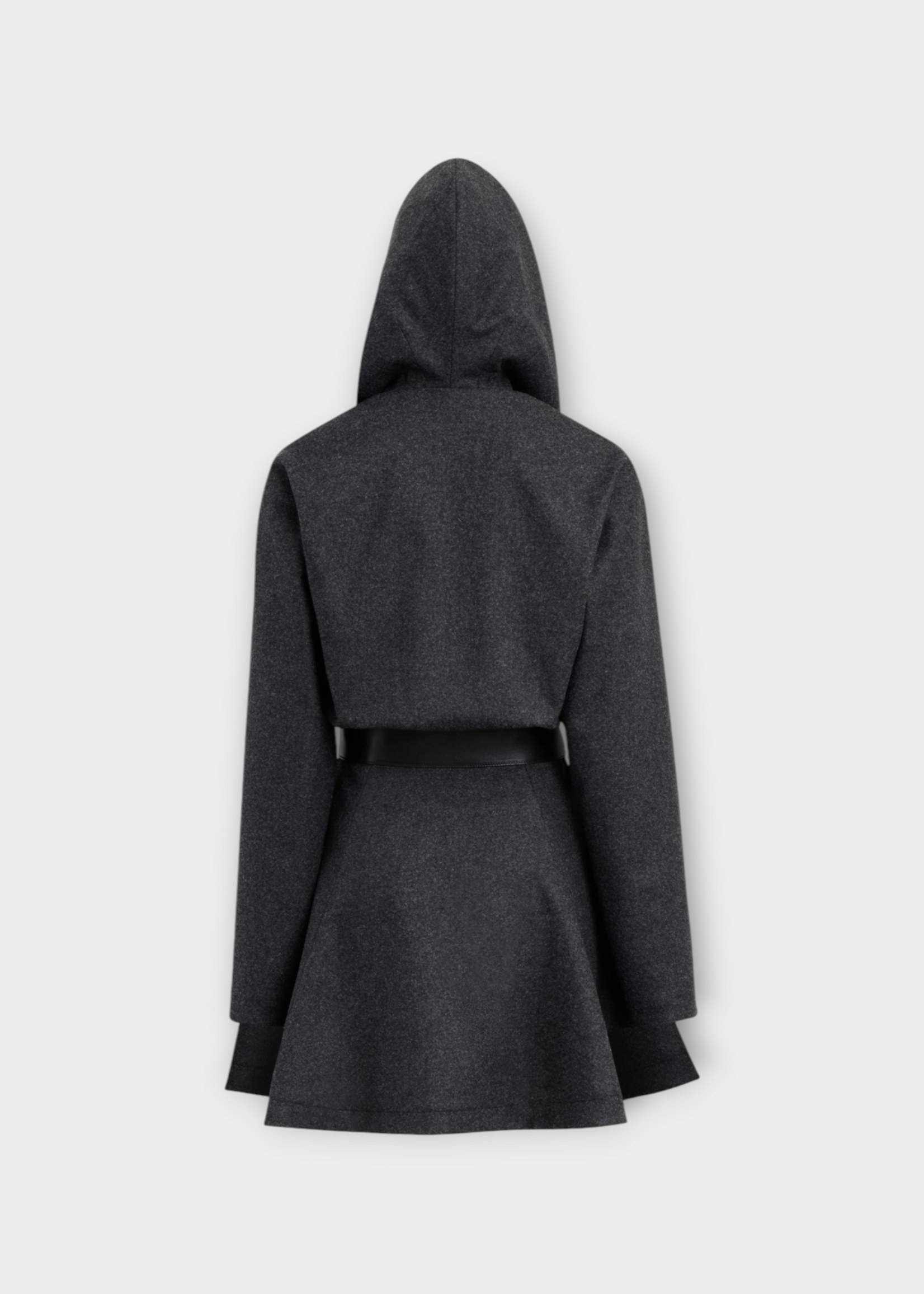 Alaia Alaia Dress, Grey, Long Sleeve Hooded Flannel Belted Mini Dress In Anthracite