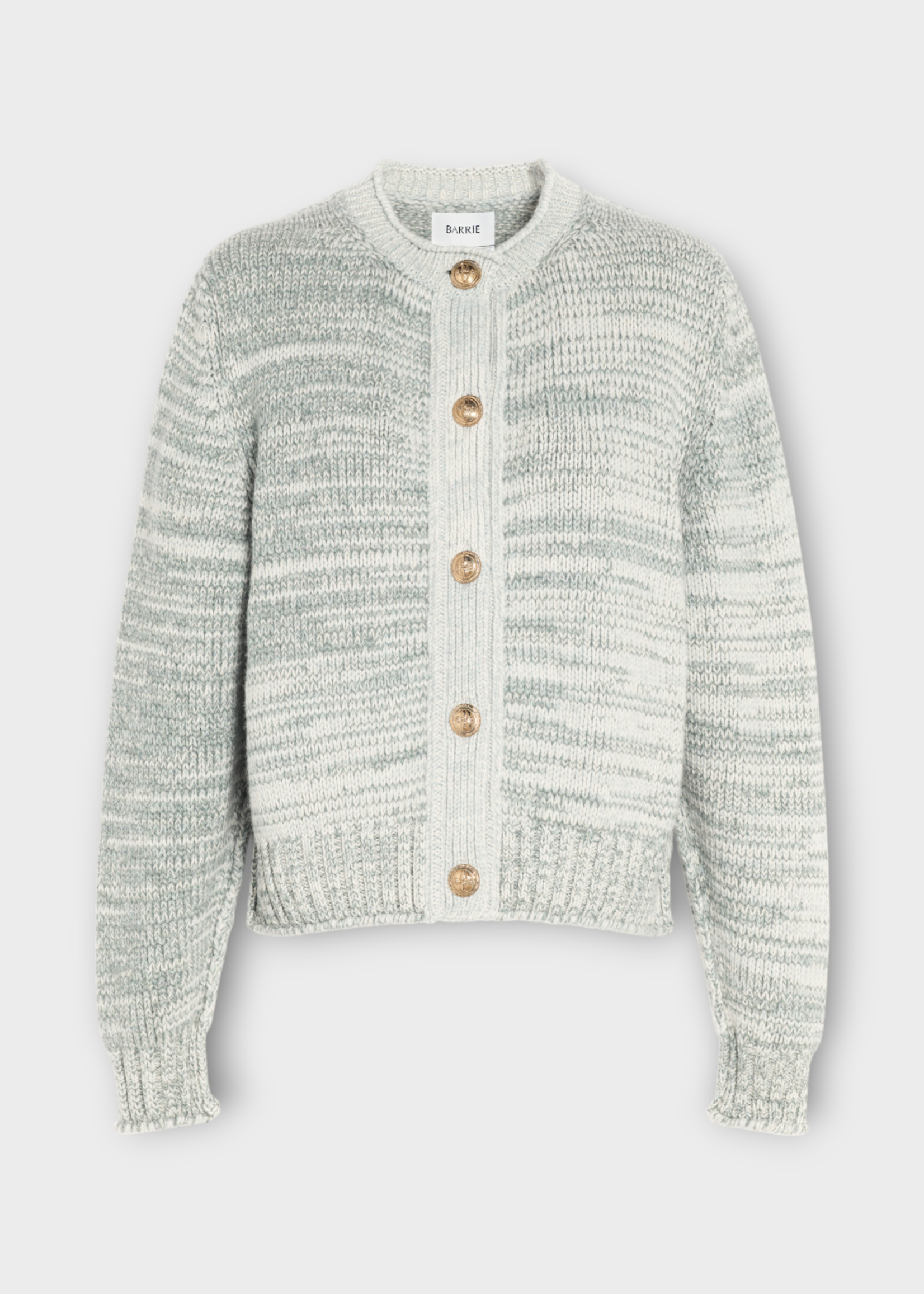 Barrie Barrie Knitwear, Grey, Cashmere Crew Neck Button Up Cardigan In Carskey Rocks