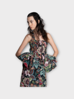 Marques' Almeida Marques Almeida Top, Multi, Brocade Corset Hook & Eye Peplum Corset In Black w/ Floral Motif