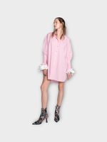 Marques' Almeida Marques Almeida Shirt, Pink, Cotton Oversized Xxl Striped Shirt In Pink & White w/ Smock Cuffs