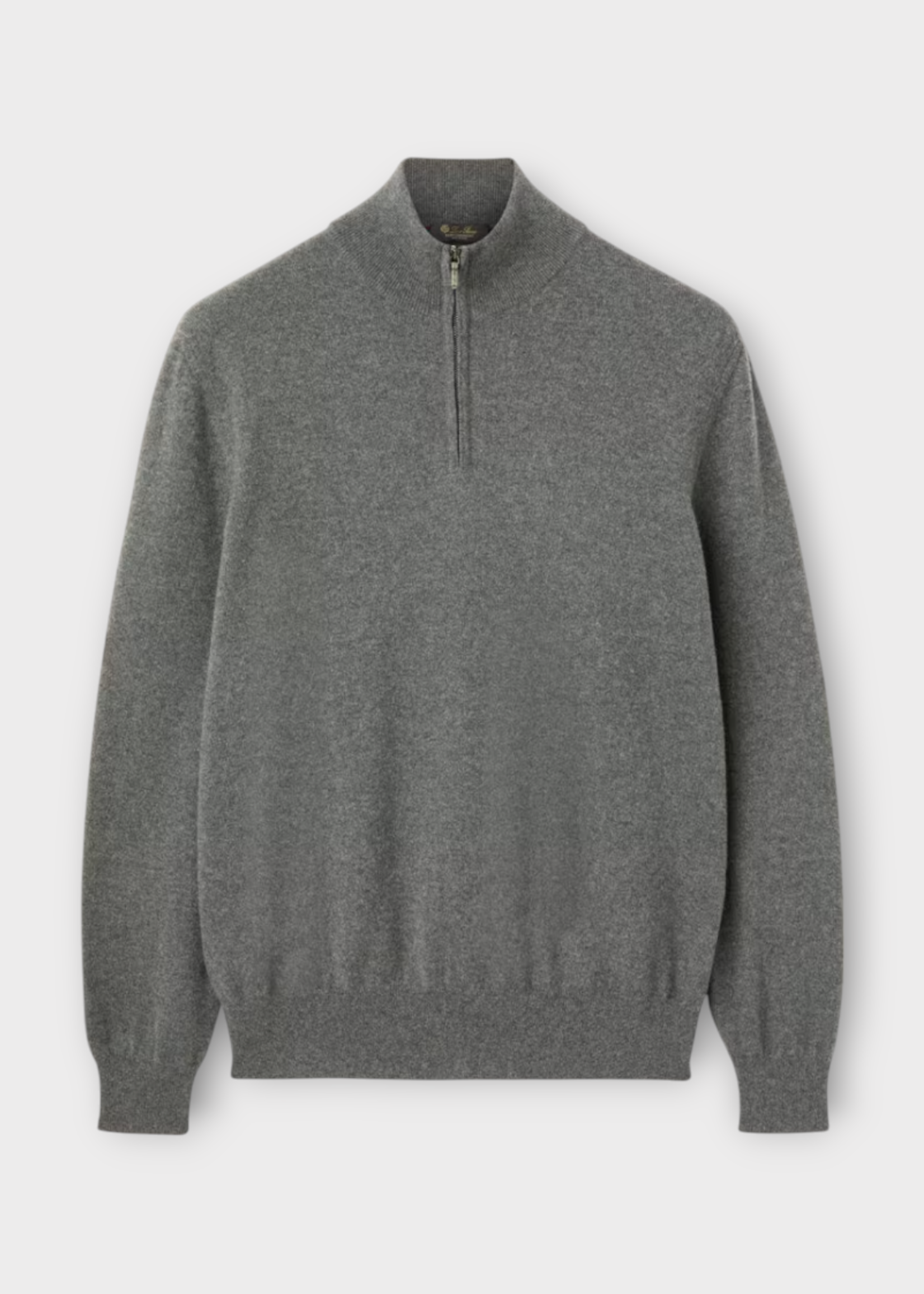 Loro Piana Loro Piana Knitwear, Grey, Cashmere Half Zipped Sweater In Black Grey Melange