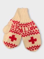 Michaela Buerger Michaela Buerger Gloves, Multi, Wool Knitted Andermatt Mittens In Cream White & Red Jacquard x Tasoni