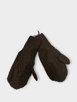 Michaela Buerger Michaela Buerger Gloves, Black, Merino Wool Knitted Andermatt Mittens In Black x Tasoni