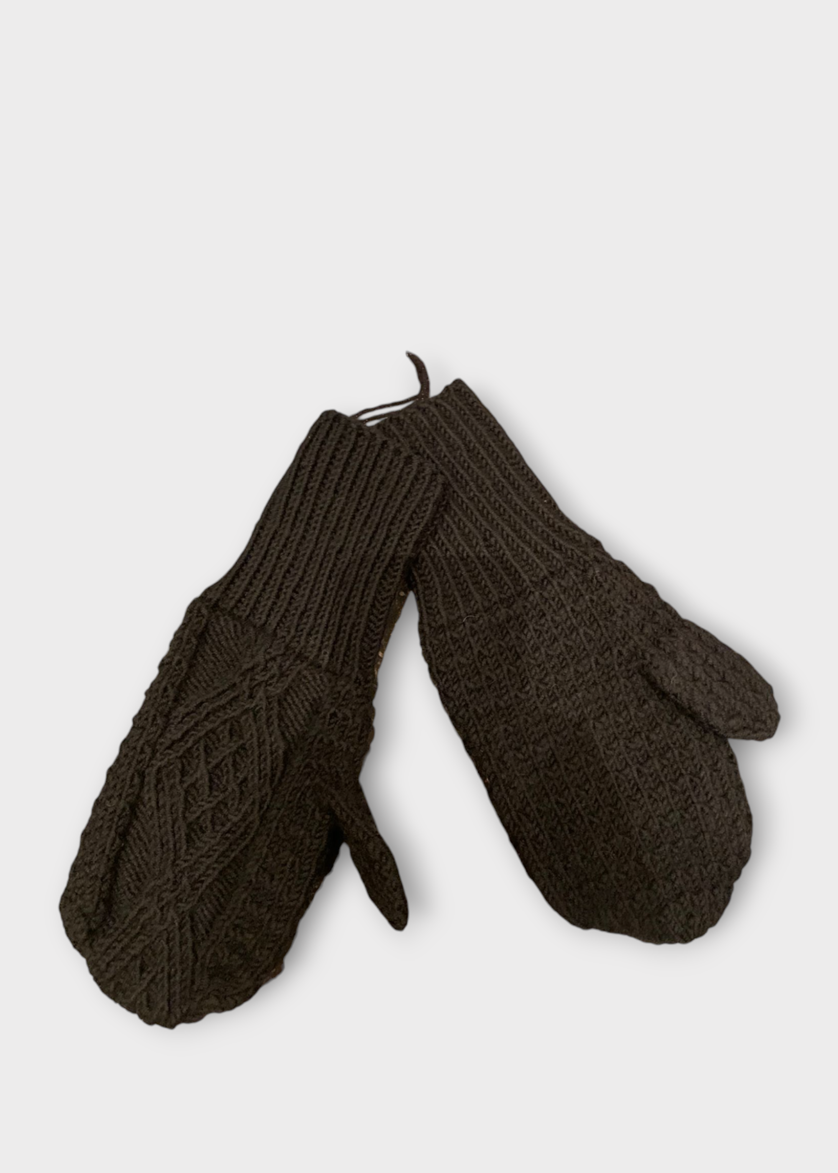 Michaela Buerger Michaela Buerger Gloves, Black, Merino Wool Knitted Andermatt Mittens In Black x Tasoni