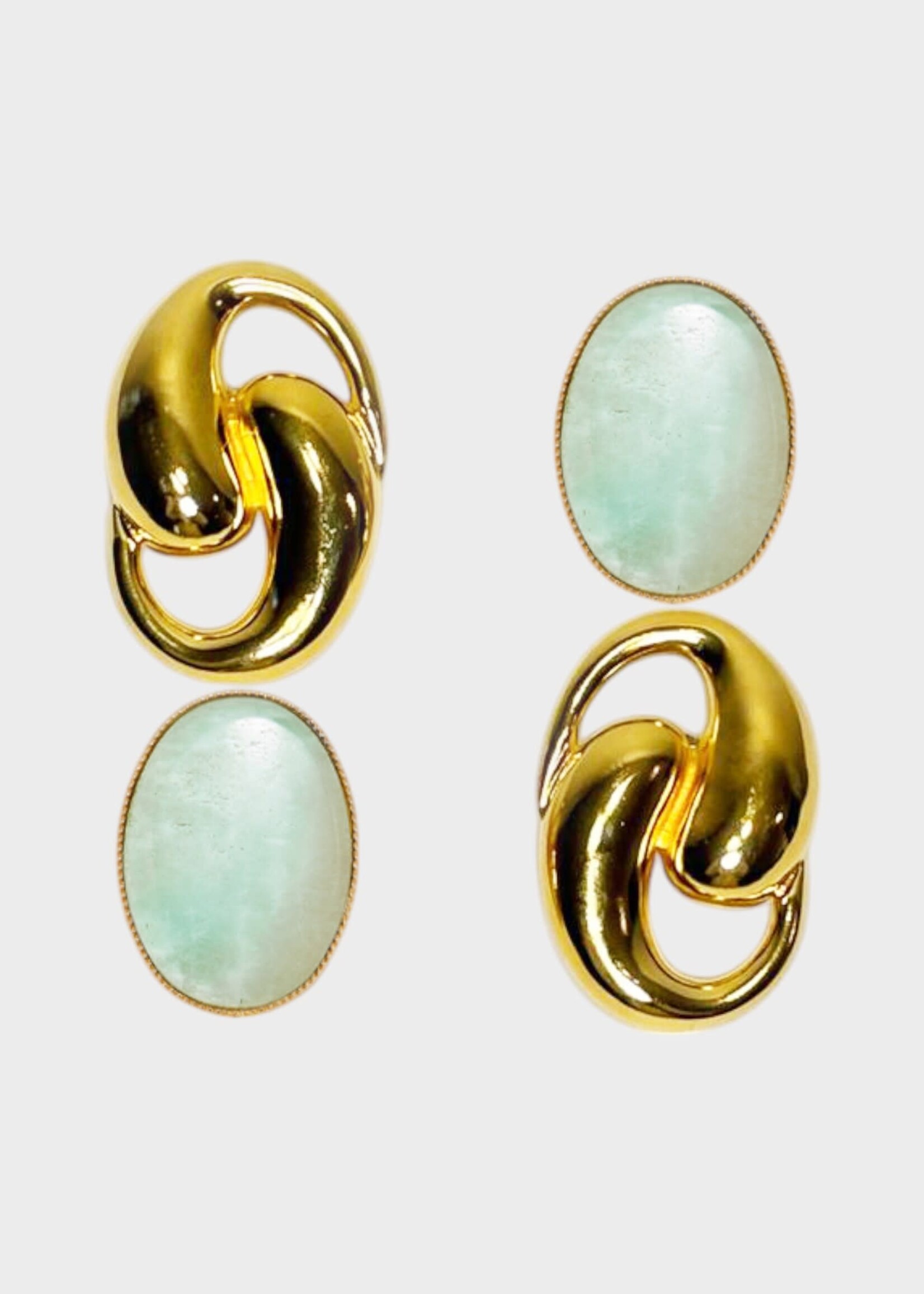 Destree Destree Earrings, Multi, Sonia Knot & Oval Earrings In Gold & Light Blue