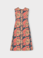 Valentino Valentino Jacket, Multi, Crew Neck Buttoned Up Quilted Floral Jacquard Vest In Black & Multicolour