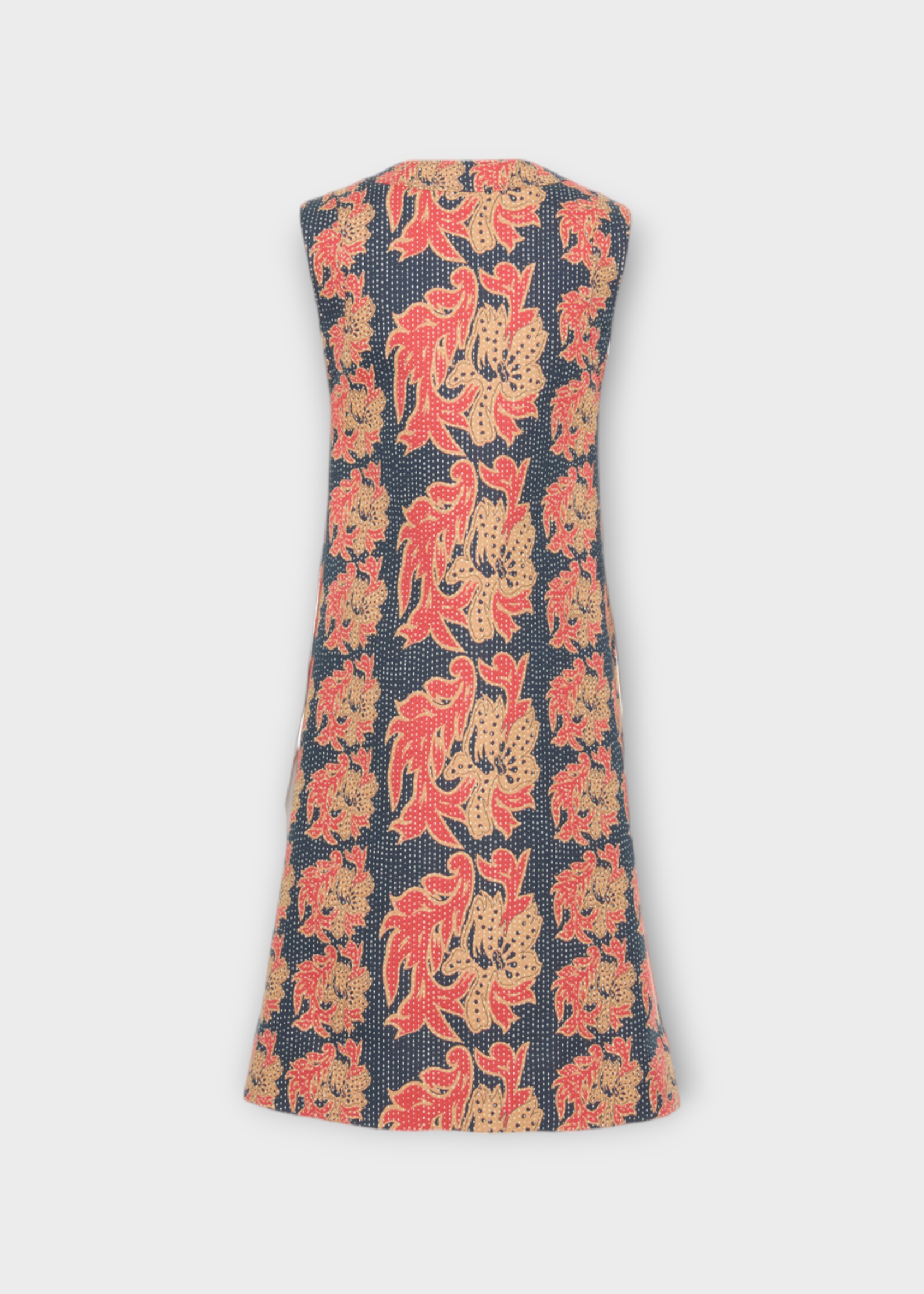 Valentino Valentino Jacket, Multi, Crew Neck Buttoned Up Quilted Floral Jacquard Vest In Black & Multicolour