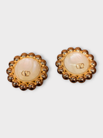 Valentino Valentino Earrings, Multi, Baroque Pearl Earrings In Gold & Cream