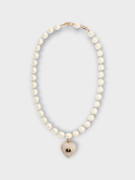 Valentino Valentino Necklace, Multi, Baroque Pearl Heart Necklace In Gold Black Crystal & Cream