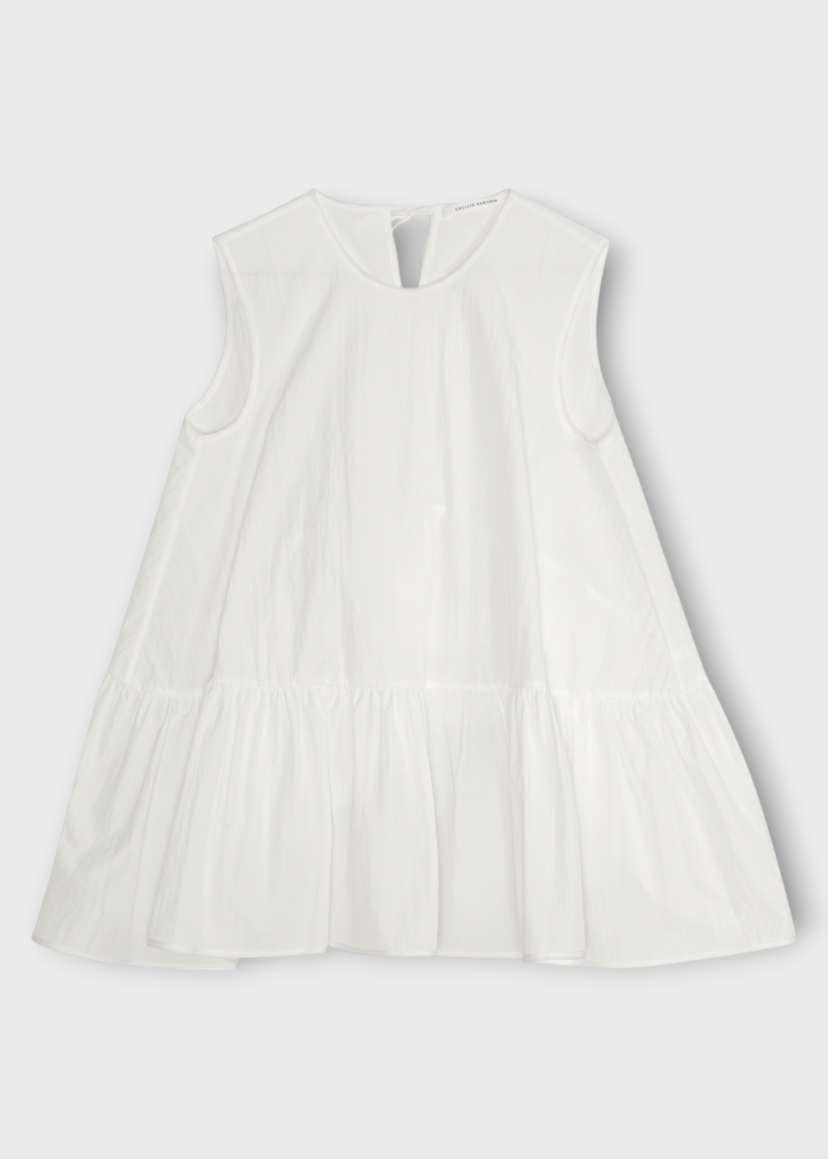Cecilie Bahnsen Cecilie Bahnsen Top, White, Asta Sleeveless Ruffled Hem Recycled Taffeta Top