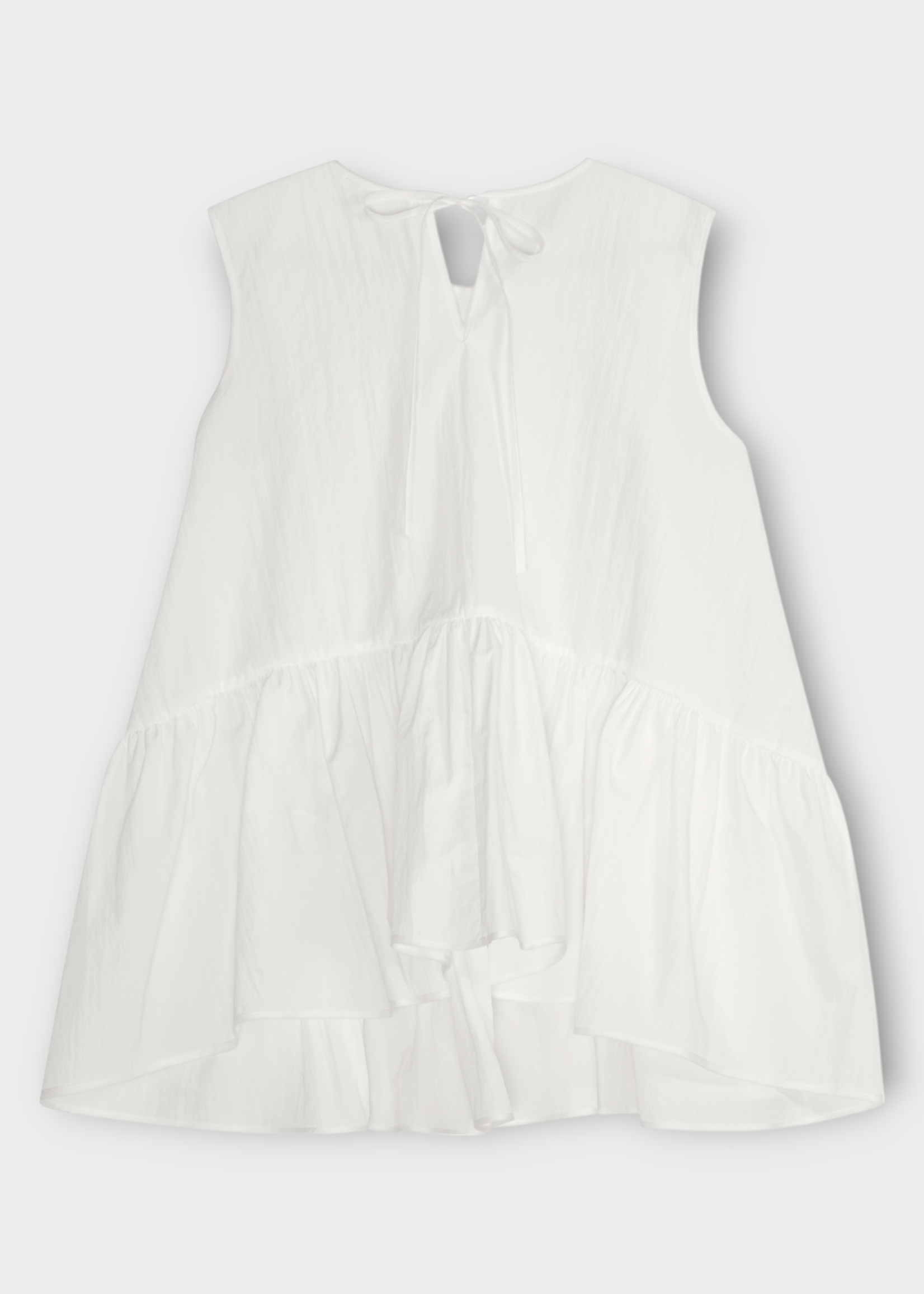 Cecilie Bahnsen Cecilie Bahnsen Top, White, Asta Sleeveless Ruffled Hem Recycled Taffeta Top