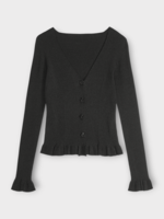 Cecilie Bahnsen Cecilie Bahnsen Knitwear, Black, Cassia V-Neck Button Up Ribbed Seamless Cardigan