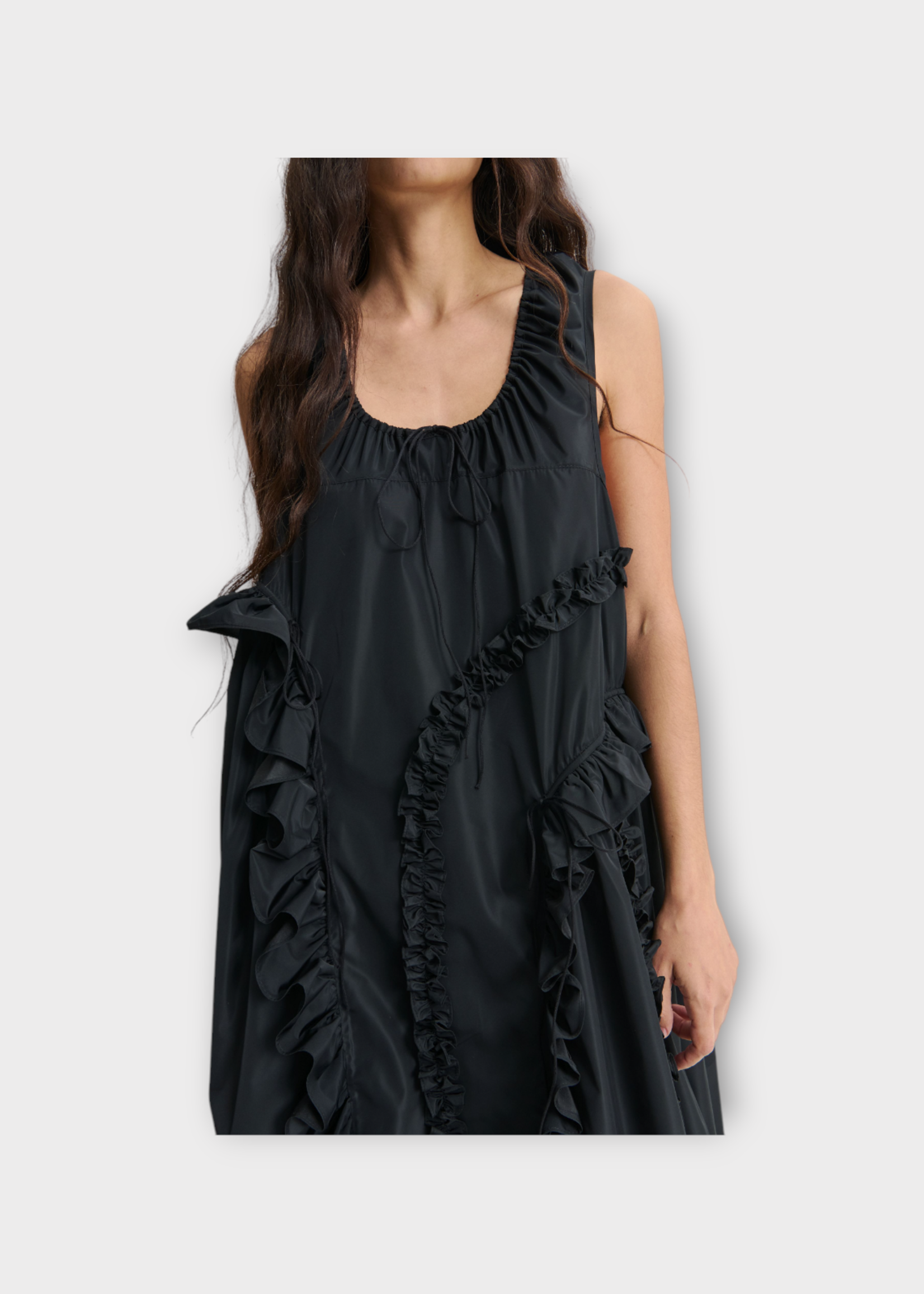 Cecilie Bahnsen Cecilie Bahnsen Dress, Black, Opal Round Neck Sleeveless Recycled Ruffled Dress