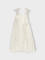 Cecilie Bahnsen Cecilie Bahnsen Dress, Multi, Alga Slip Oversized Kado Dress In White & Olive w/ Flower Embroidery