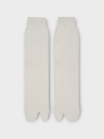 Maison Margiela Maison Margiela Socks, White, Cotton Canvas Ribbed Bootleg in White