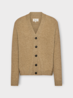 Maison Margiela Maison Margiela Knitwear, Beige, Wool Loose Fit V-Neck Buttoned Cardigan In Walnut