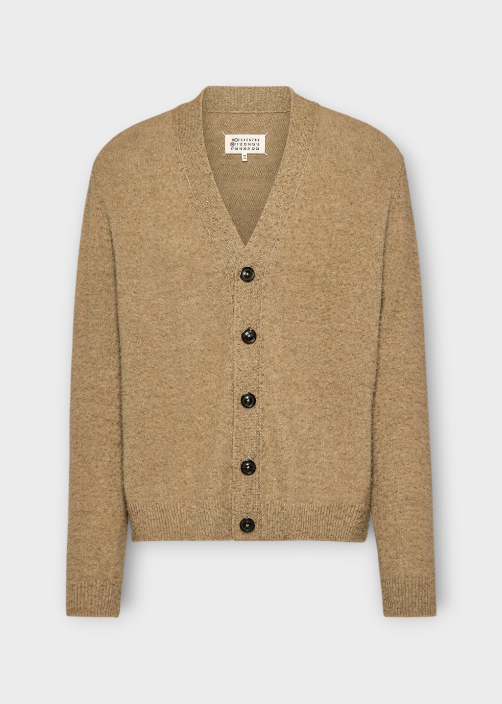 Maison Margiela Maison Margiela Knitwear, Beige, Wool Loose Fit V-Neck Buttoned Cardigan In Walnut