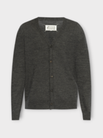 Maison Margiela Maison Margiela Knitwear, Grey, Wool Classic V-Neck Buttoned Cardigan In Charcoal