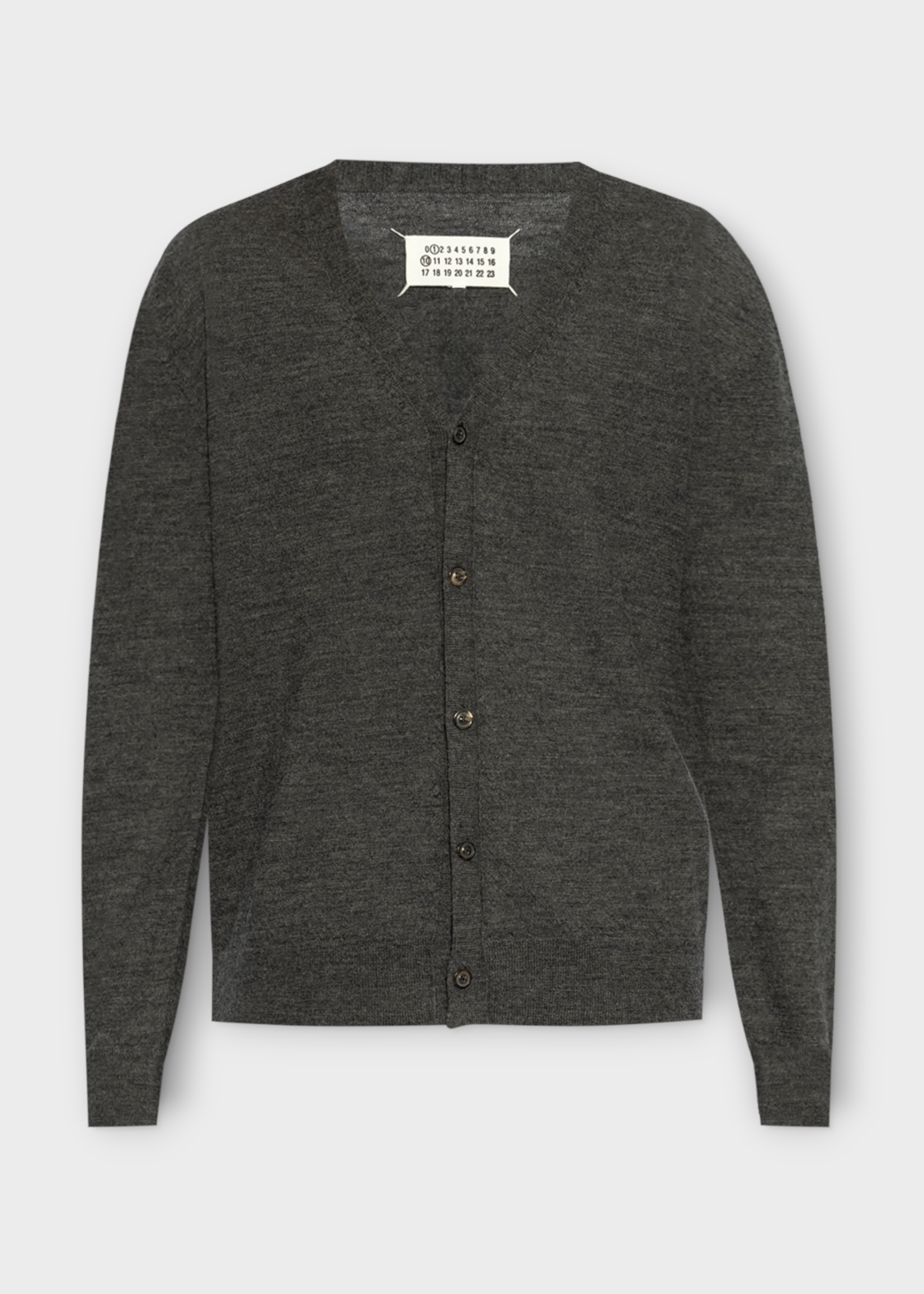 Maison Margiela Maison Margiela Knitwear, Grey, Wool Classic V-Neck Buttoned Cardigan In Charcoal