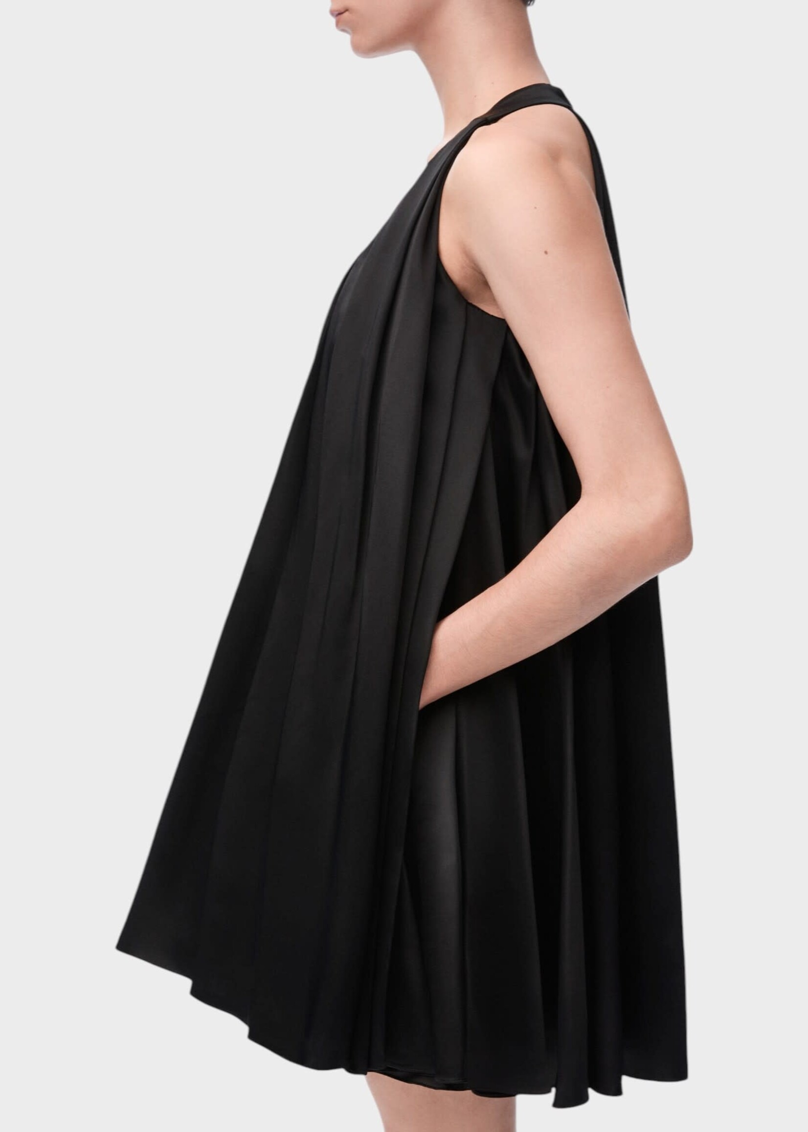 Loewe Loewe Dress, Black, Scoop Neck Sleeveless Trapeze Layered Mini Dress