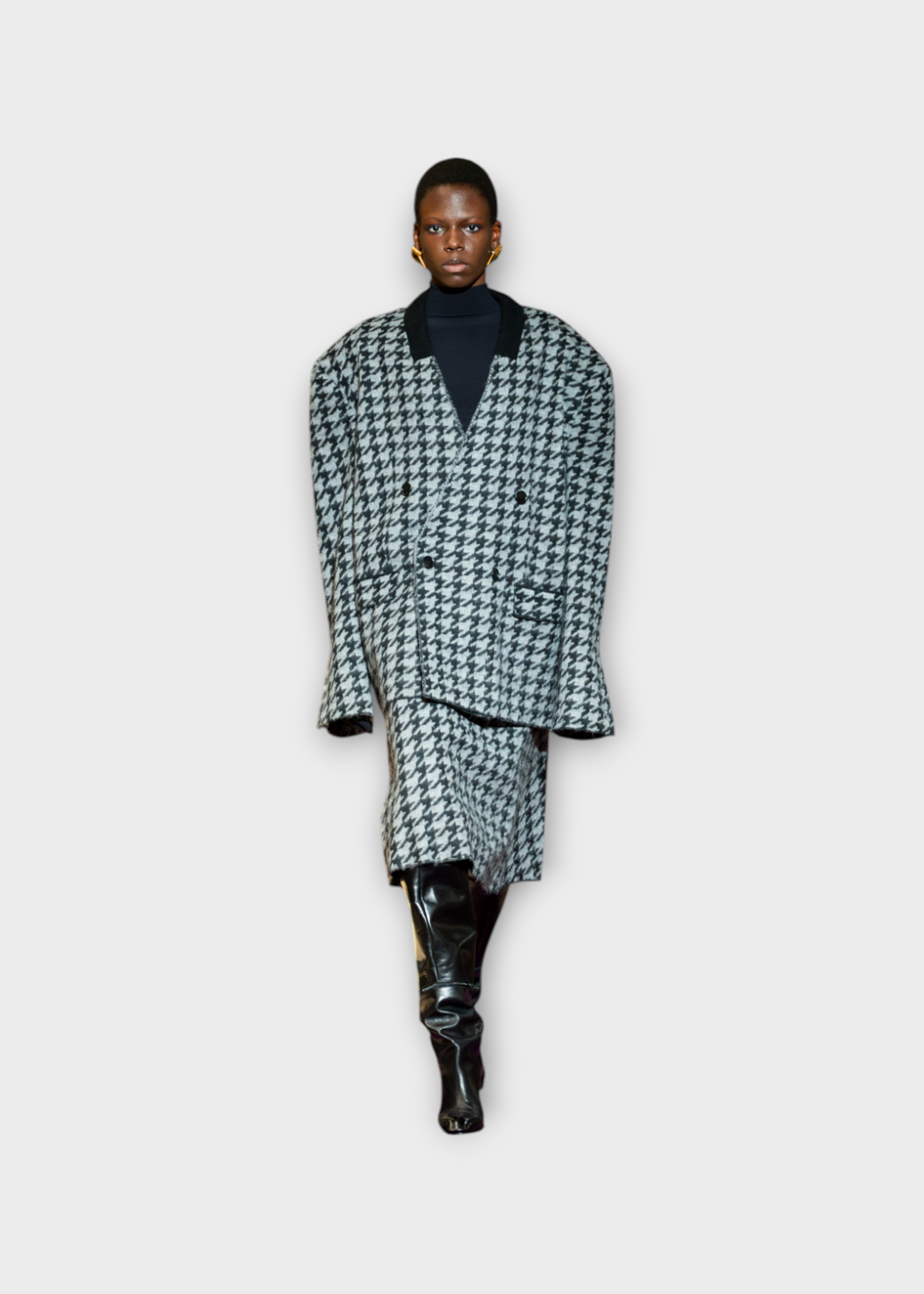 Marie Adam Leenaerdt Marie Adam-Leenaerdt Skirt, Multi, Technical Alpaca Pied De Poule Midi Skirt In Black & Grey