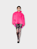 Marie Adam Leenaerdt Marie Adam-Leenaerdt Shirt, Pink, High Neck 80s Shirt In Fuchsia w/ Floral Pattern