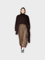 Marie Adam Leenaerdt Marie Adam-Leenaerdt Skirt, Print, Wool Oversized Straight Skirt In Brown Check