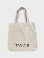 Tasoni TASONI Bag, White, Textile Top Handle Shopper Bag in White w/ Logo Print