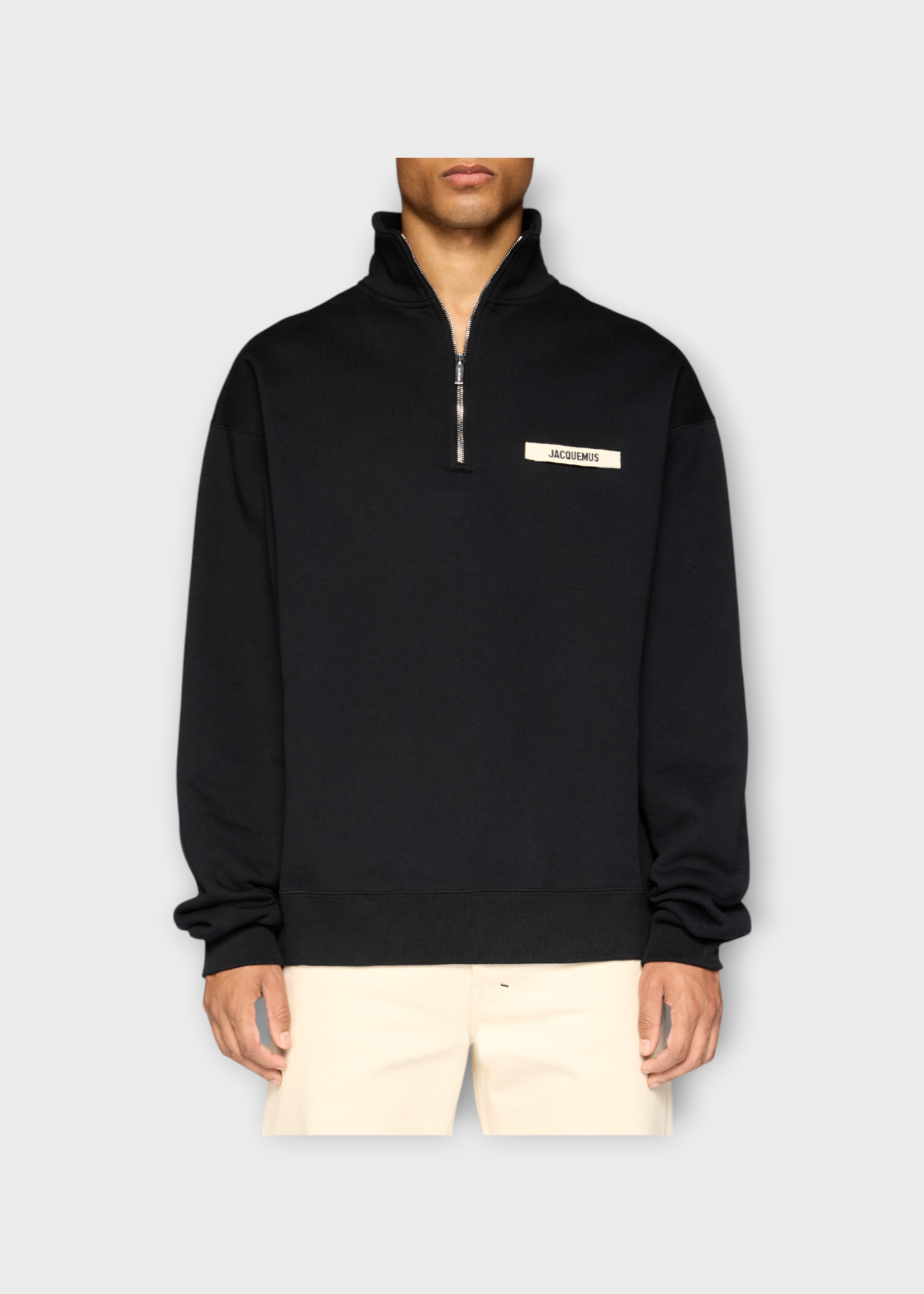 Jacquemus Jacquemus Sweatshirt, Black, Le Camionneur Gros Grain Cotton Jersey Zip Up High Neck Sweatshirt