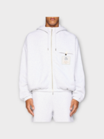 Jacquemus Jacquemus Sweatshirt, Grey, Le Hoodie Torneo Cotton Zip Up Athletic Club Sweatshirt w/ Elastic Waist