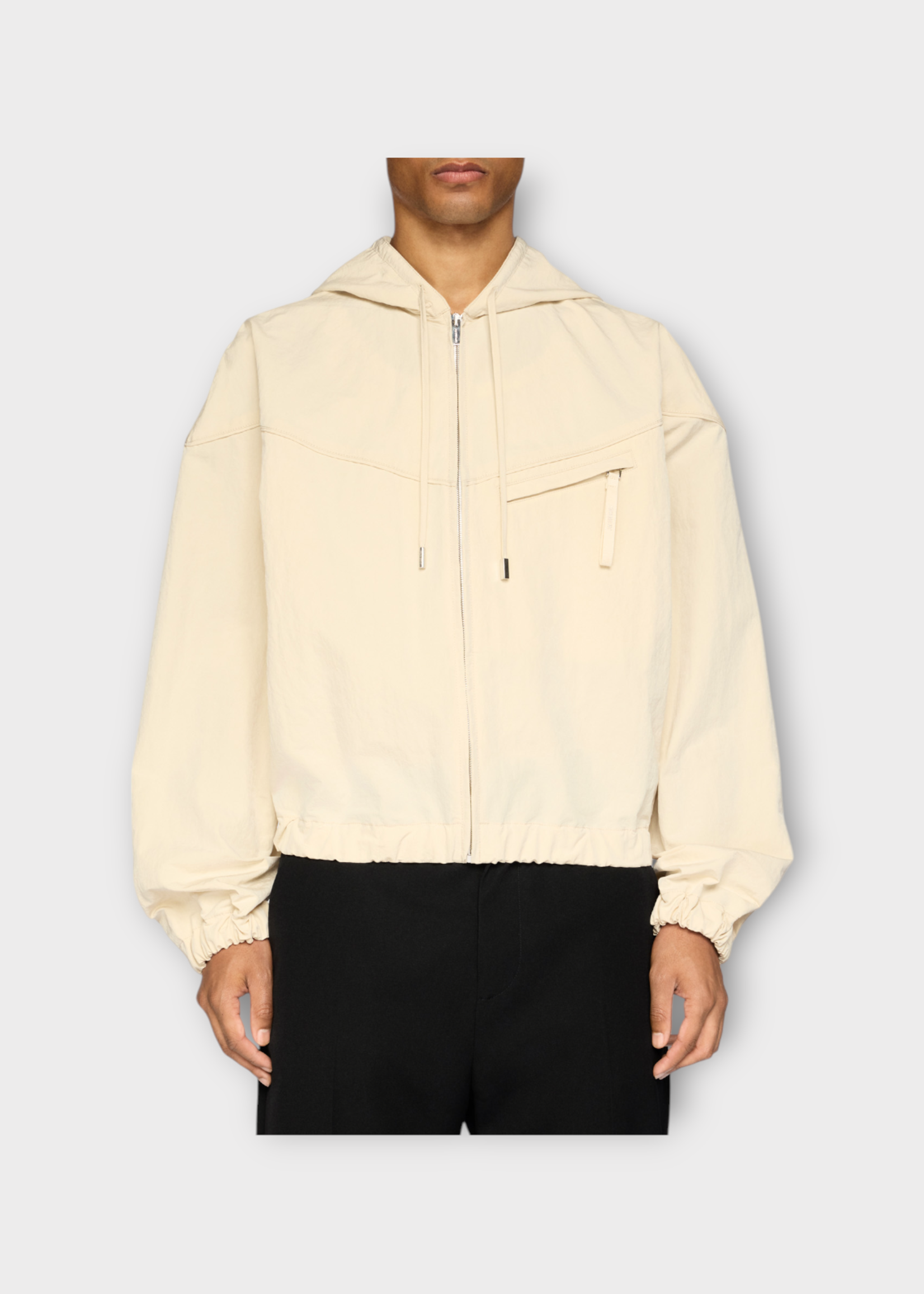 Jacquemus Jacquemus Jacket, White, Le Blouson Bateau Wind Proof Hooded Zip Up Jacket In Off White