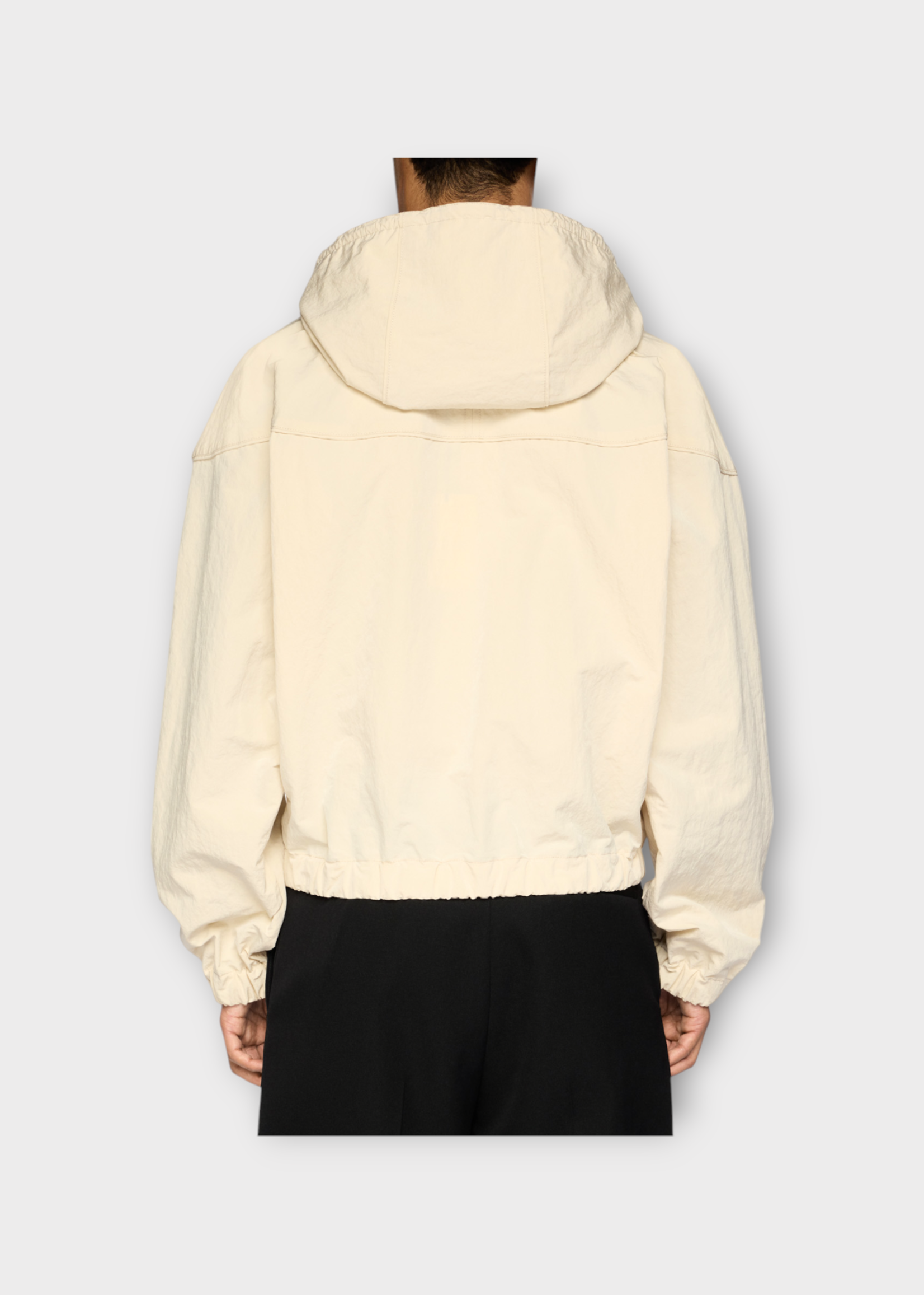 Jacquemus Jacquemus Jacket, White, Le Blouson Bateau Wind Proof Hooded Zip Up Jacket In Off White