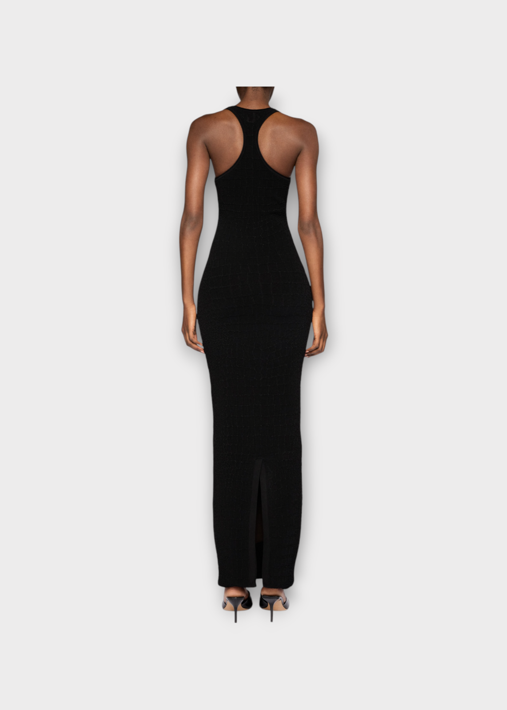 Jacquemus Jacquemus Dress, Black, La Robe Scala Sleeveless Croco Knit Long Dress