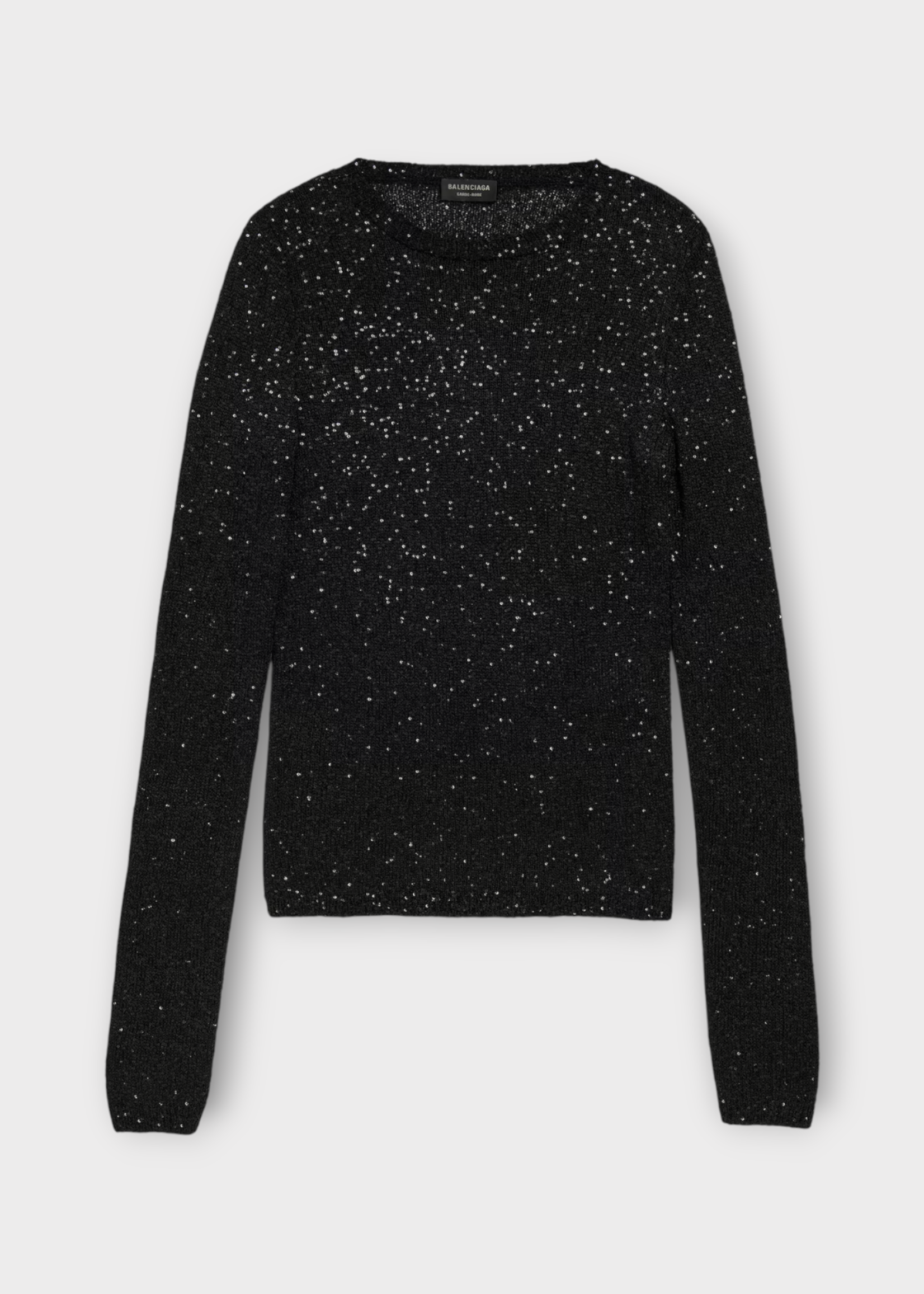 Balenciaga Balenciaga Knitwear, Multi, Mini Sequins Fitted Crew Neck Shiny Knitwear In Navy & Silver