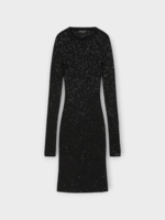 Balenciaga Balenicaga Dress, Black, Sequin Shiny Crew Neck Long Sleeve Mini Dress