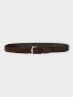 Loro Piana Loro Piana Belt, Brown, Alsavel Suede Calf Leather Braided Belt In Chocolate