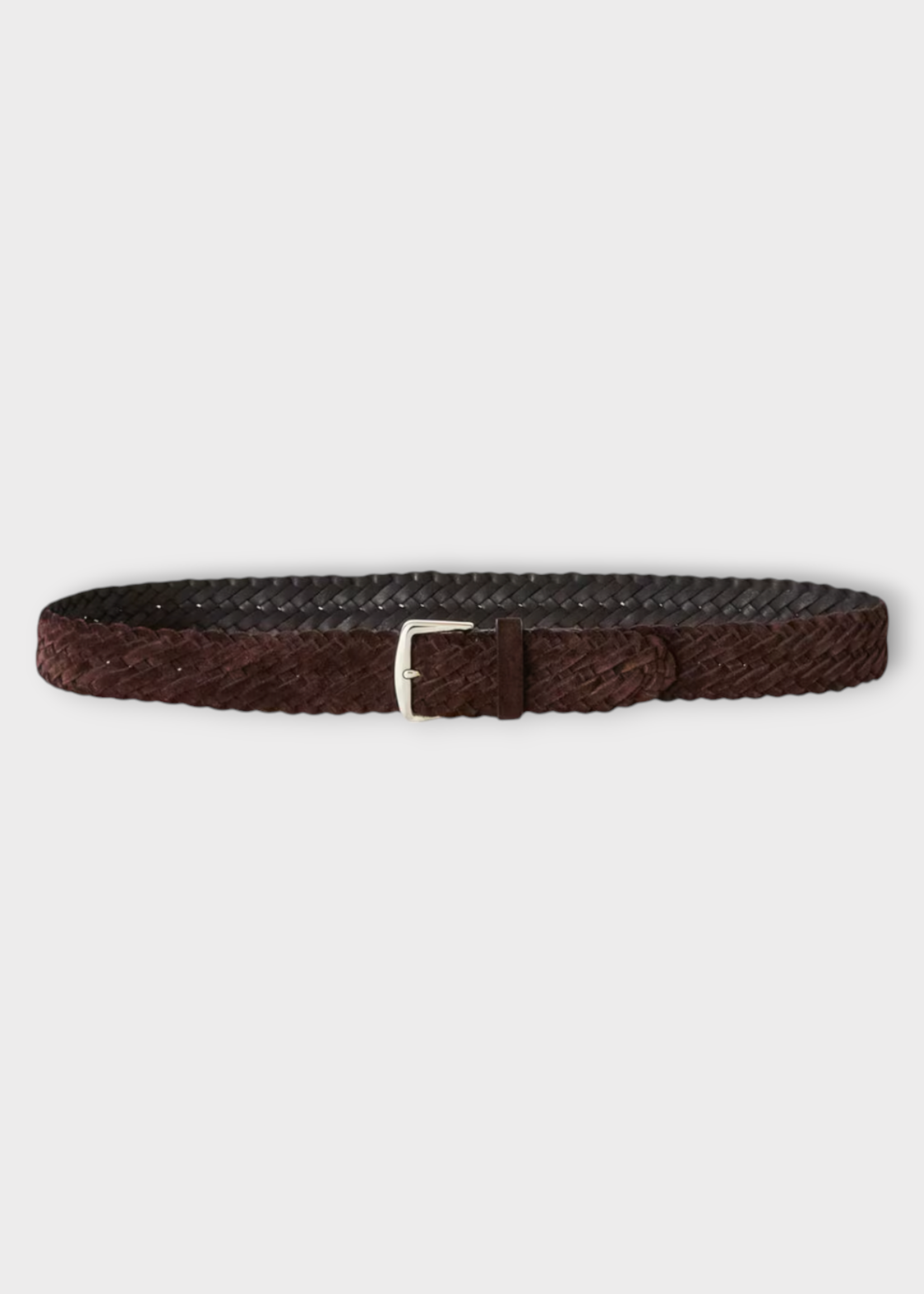 Loro Piana Loro Piana Belt, Brown, Alsavel Suede Calf Leather Braided Belt In Chocolate
