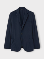 Loro Piana Loro Piana Jacket, Navy, Cotton & Linen Sweater Collared Jacket In Blue Navy
